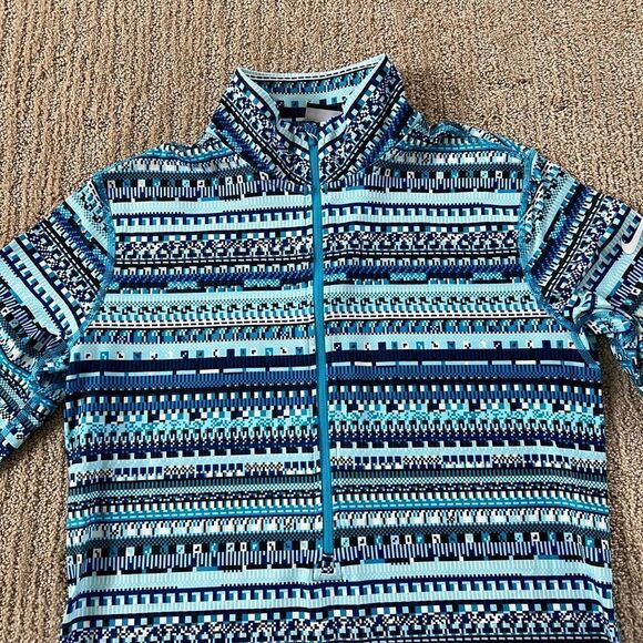 Nike Blue Patterned 3/4 Zip Jacket - Picture 3 of 5